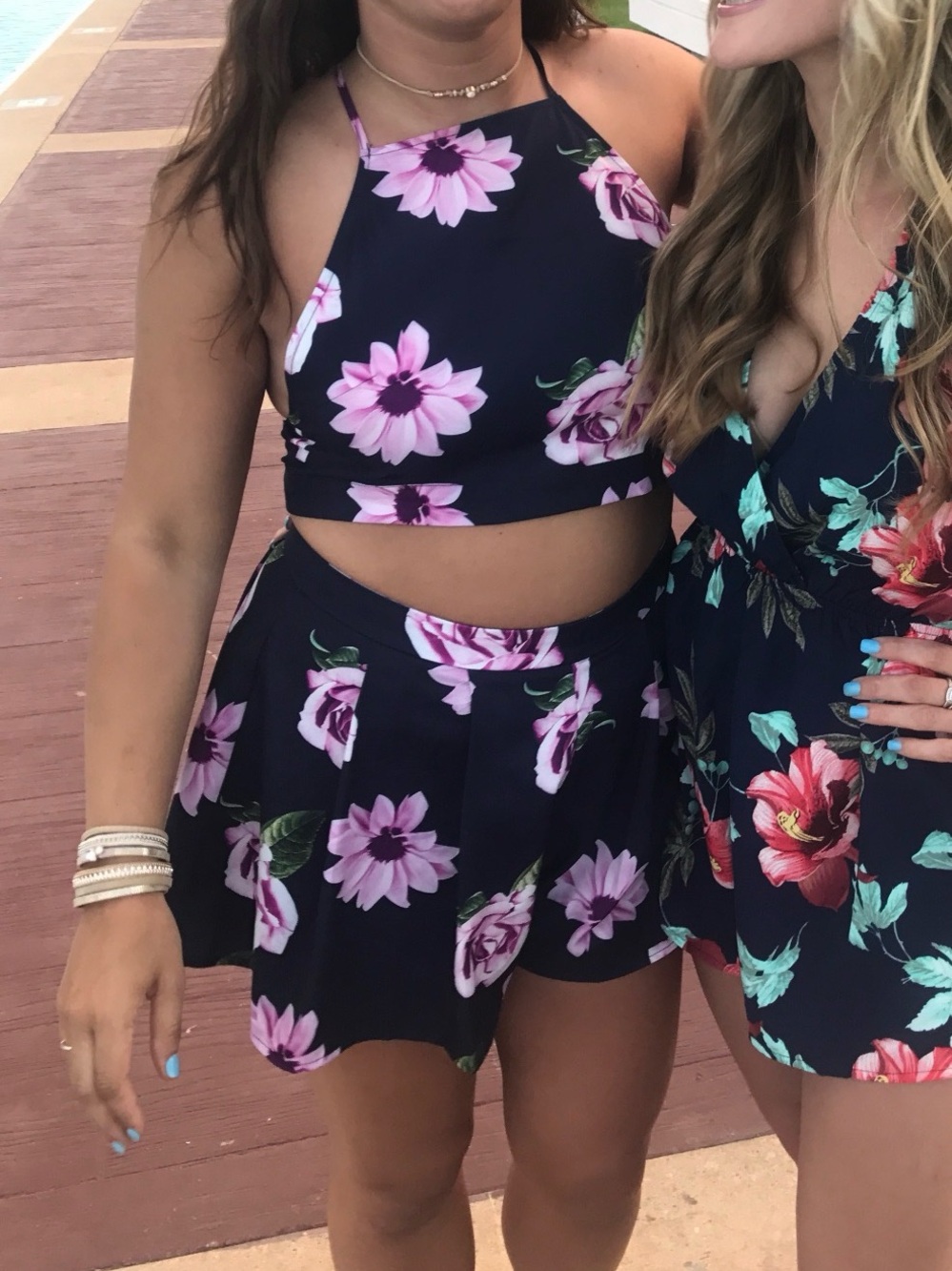 Navy Floral Skort